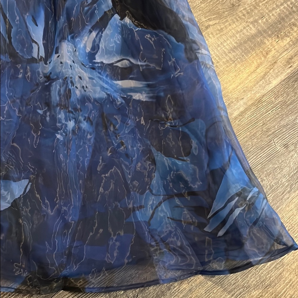 BloomChic Elegant Blue and Black Midi Dress - Picture 7 of 11